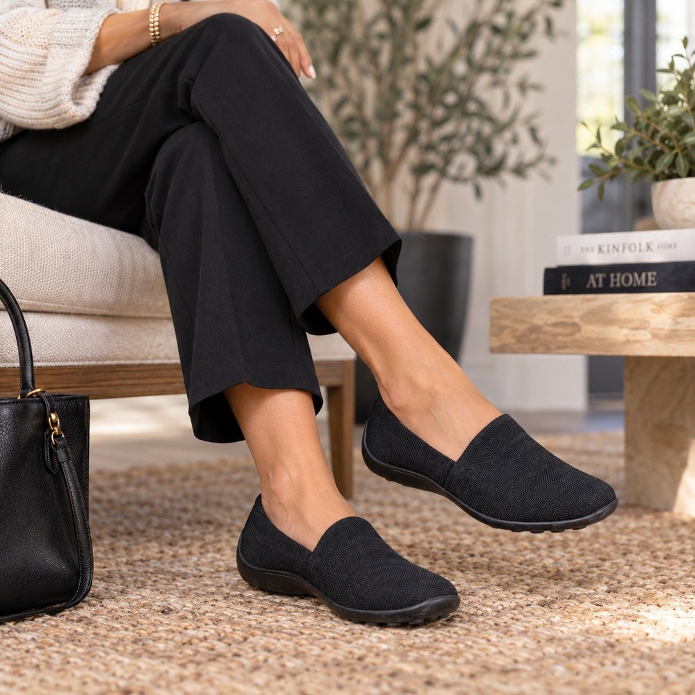 Moda Spana Daphnea Loafers Stretch Fabric Black Driving Comfort Shoes Women's 9M